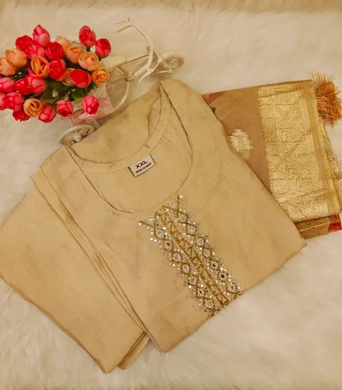 HALF WHITE PREMIUM KURTI SET KS10